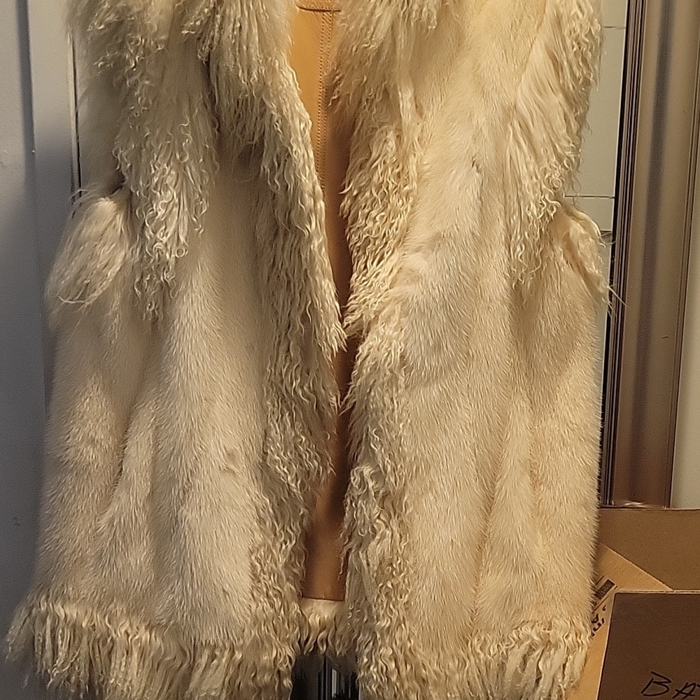 Vintage Cream Faux Fur Coat Jacket